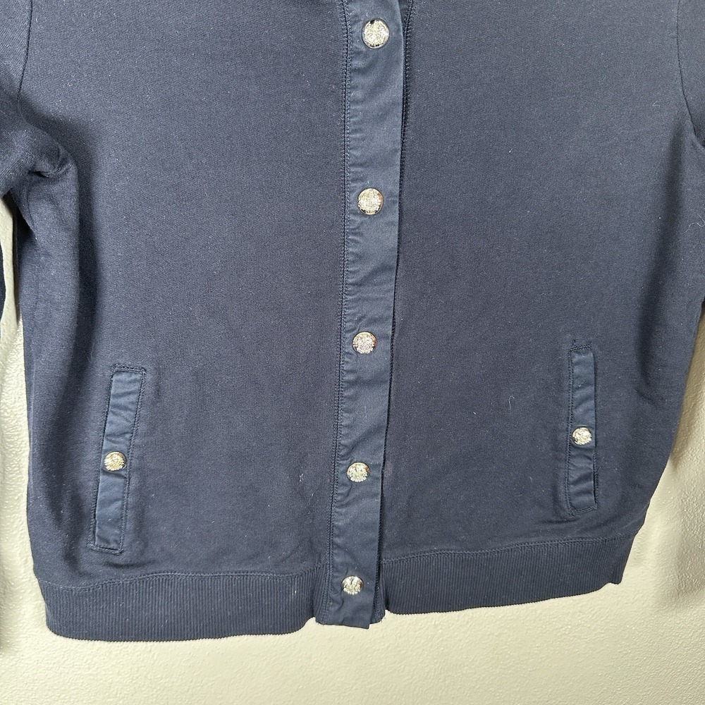 Lauren Ralph Lauren Cardigan Sweatshirt Womens XL Navy Blue Silver Snap Front - Picture 3 of 6